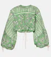 Alemais Lula Printed Cotton Crop Top In Green
