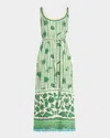 Alemais Lula Belted Fringed Embellished Printed Cotton And Silk-blend Midi Dress In Stripe