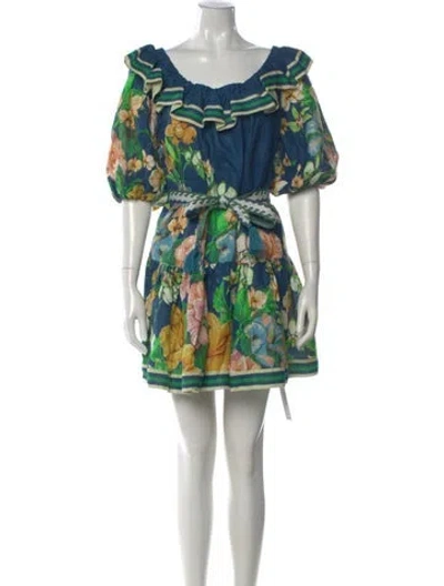 Pre-owned Alemais Lyla Mini Dress In Blue