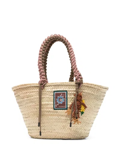 Alemais Large Basket Handbag With Macramé Rope Handles - Ss26 In Sand