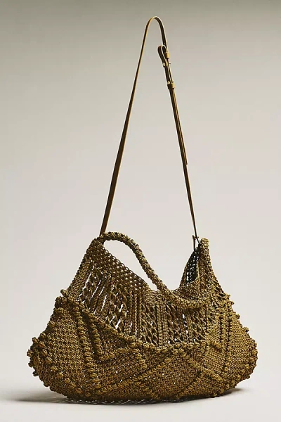 Alemais Macramé Maxi Crescent Tote In Green