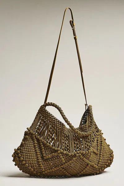 Alemais Macramé Maxi Crescent Tote In Green