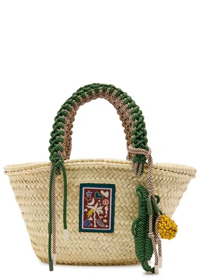 Alemais Macrame Midi Woven Basket Bag In Sand