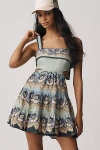 Alemais Madalena Linen Sleeveless Cut-out Tiered Mini Dress In Multi