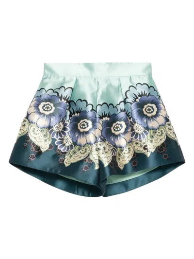 Alemais Madalena Pleated Floral Shorts In Multi