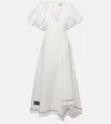 Alemais Magnolia Embroidered Linen Midi Dress