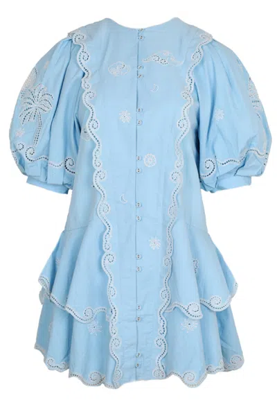 Alemais Maizy Embroidered Mini Dress In Blue