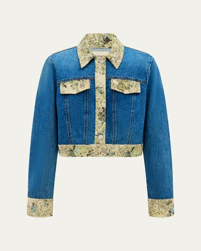 Alemais Marcel Printed Denim Jacket In Blue