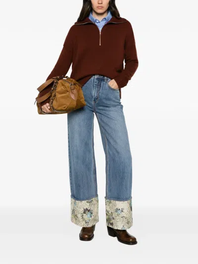 Alemais Marcel Floral-print Tapestry-cuff Jeans In Multi