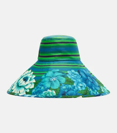 Alemais Alémais Margo Printed Cotton Canvas Sun Hat In Green
