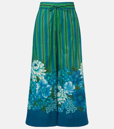 Alemais Alémais Margo Printed Cotton Wide-leg Pants In Green
