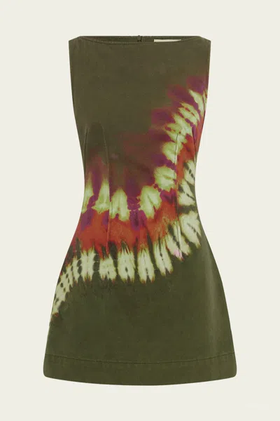 Alemais Marilyn Denim Mini Dress In Khaki In Green