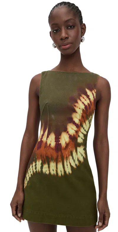 Alemais Marilyn Denim Mini Dress Khaki In Brown