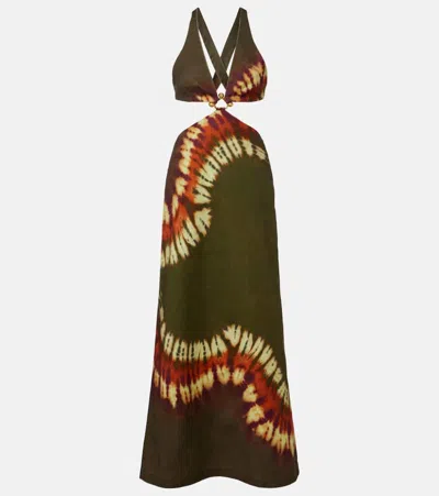 Alemais Alémais Marilyn Dyed Denim Midi Dress In Green