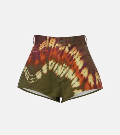 Alemais Alémais Marilyn Dyed Denim Shorts In Green
