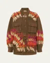 Alemais Marilyn Tie-dye Denim Utility Jacket In Brown