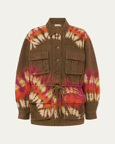 Alemais Marilyn Tie-dye Denim Utility Jacket In Brown