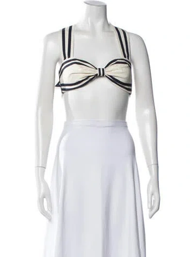 Pre-owned Alemais Marine Bralet Striped Crop Top In White