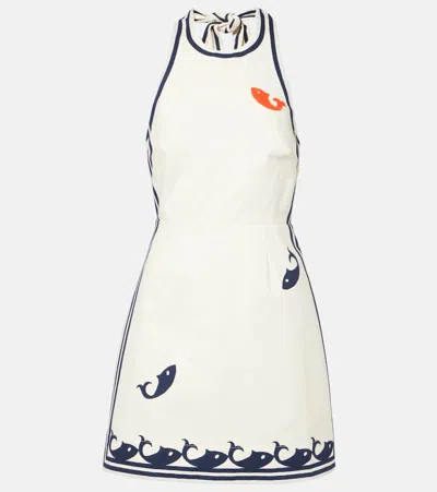 Alemais Marine Printed Cotton Minidress In Cream