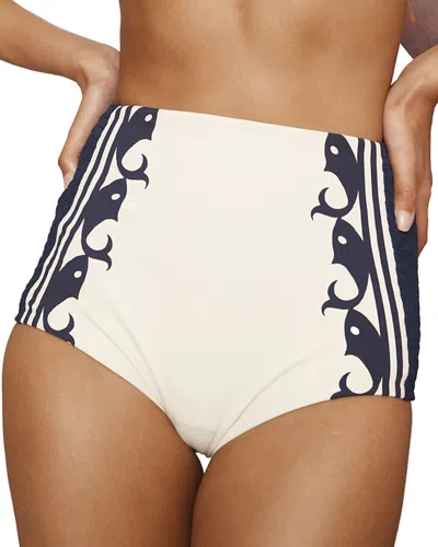 ALEMAIS MARINE SMOCKED BOYLEG BRIEF BIKINI BOTTOM