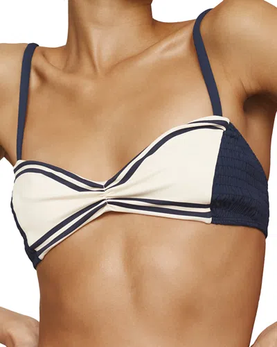 ALEMAIS MARINE SMOCKED BRALETTE BIKINI TOP