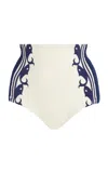 Alemais Marine Smocked High-waisted Bikini Bottom In Cream
