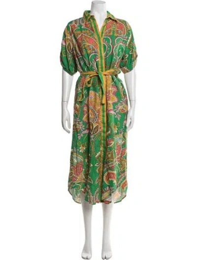 Pre-owned Alemais Marion Midi Length Dress In Green