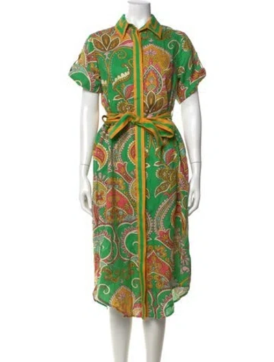 Pre-owned Alemais Marion Midi Midi Length Dress In Green