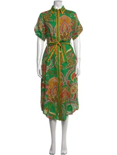 Pre-owned Alemais Marion Midi Midi Length Dress In Green