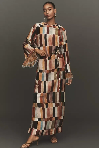 Alemais X Lrnce Marjorelle Linen And Silk Maxi Dress In Multi