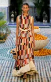 Alemais Marjorelle Raffia-embellished Linen-blend Gown In Multi