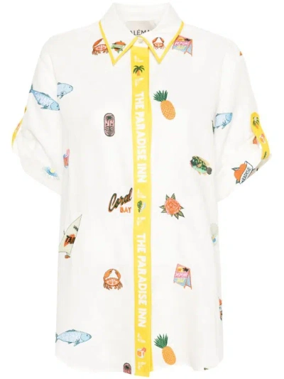 Alemais Marlin Embroidered Flax Shirt In White