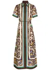 Alemais Maroc Linen Short-sleeve Maxi Shirt Dress In Multi
