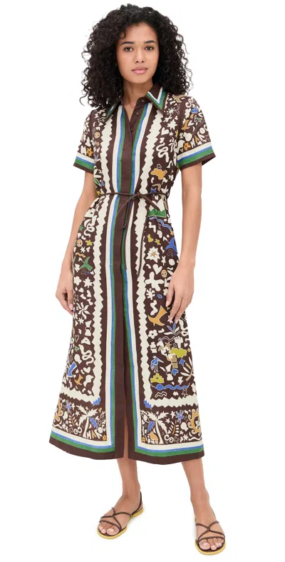 Alemais Maroc Printed Linen Shirt Dress In Multi