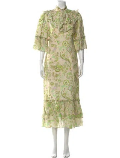 Pre-owned Alemais Marta Long Dress In Green