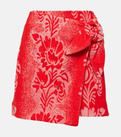 Alemais Martha Wrap-effect Organic Cotton-blend Terry Mini Skirt In Rot