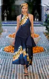 Alemais Martine Draped Cotton Sateen Midi Dress In Blue
