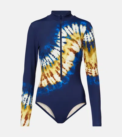 Alemais Alémais Martine Draped Printed Swimsuit In Blue