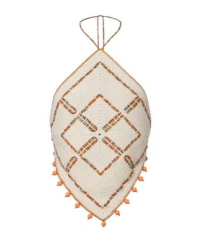 Alemais Marva Beaded Crochet Open-back Cotton Top In Neutral