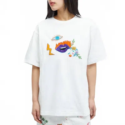 Alemais Meagan Embroidery T-shirt In Cream In White
