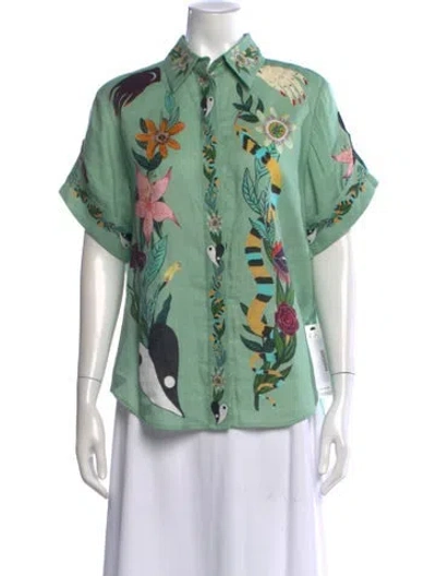 Pre-owned Alemais Meagan Printed Top In Green