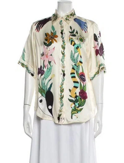 Pre-owned Alemais Meagan Silk Blouse In Neutral