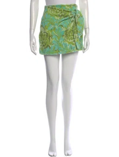 Pre-owned Alemais Melody Sarong Mini Skirt In Green