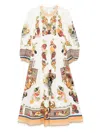 Alemais Mercado Fruit-print Puff-sleeve Midi Dress In White