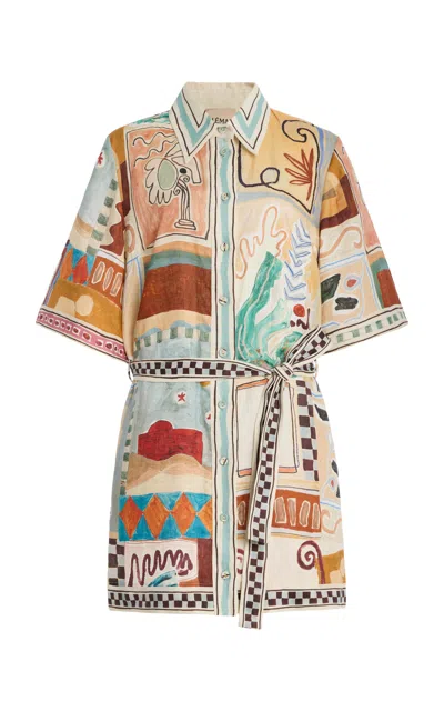 Alemais Michelle Linen Mini Dress In Multi