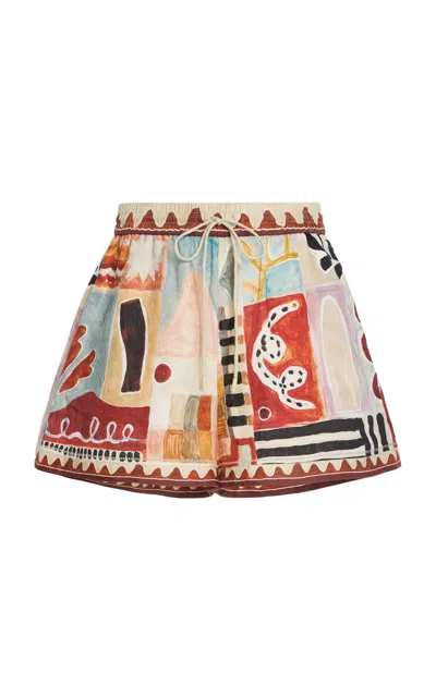 Alemais Michelle Linen Shorts In Multi