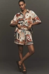 Alemais Michelle Multicolor Shorts With Drawstring Waist And All-over Geometric Motif In Linen Woman In Multi