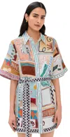 Alemais Michelle Multicolor Mini Dress With Classic Collar And All-over Geometric Motif In Linen For Women