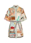Alemais Michelle Printed Belted Linen Mini Shirt Dress In Multi
