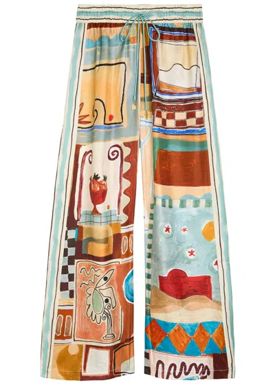 Alemais Michelle Printed Wide-leg Silk Trousers In Multi